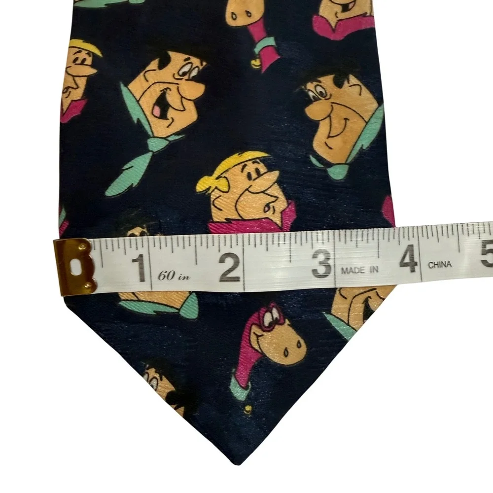 Vintage Flintstones Tie Fred Barney Dino 90s Novelty Y2K Dopamine Dadcore